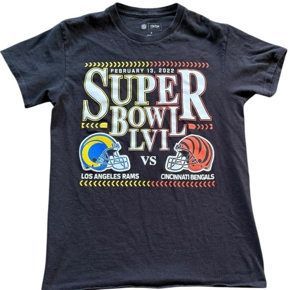 A109-Black Super Bowl LVI Los Angeles Rams vs Cincinnati Bengals graphic tee - Picture 1 of 5